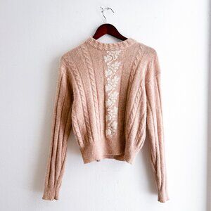 Vintage Liz Claiborne Collection Angora Wool Sweater Soft‎ Blush Floral